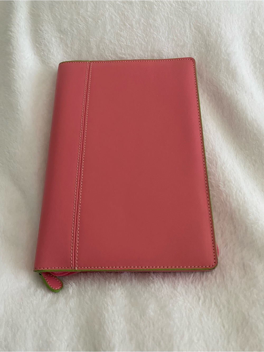 Baekgaard Pink Leather Zipper Ring-Bound Agenda Organizer 10x7